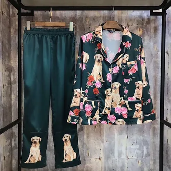 

Womens Silk Satin Pajamas Pyjamas Set Long Sleeve Sleepwear Pijama Pajamas Suit Female Sleep Two Piece Set Loungewear