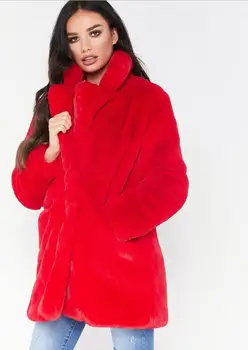 

Faux fur coat 2018 new European and American women's long loose Rabbit Fur coat