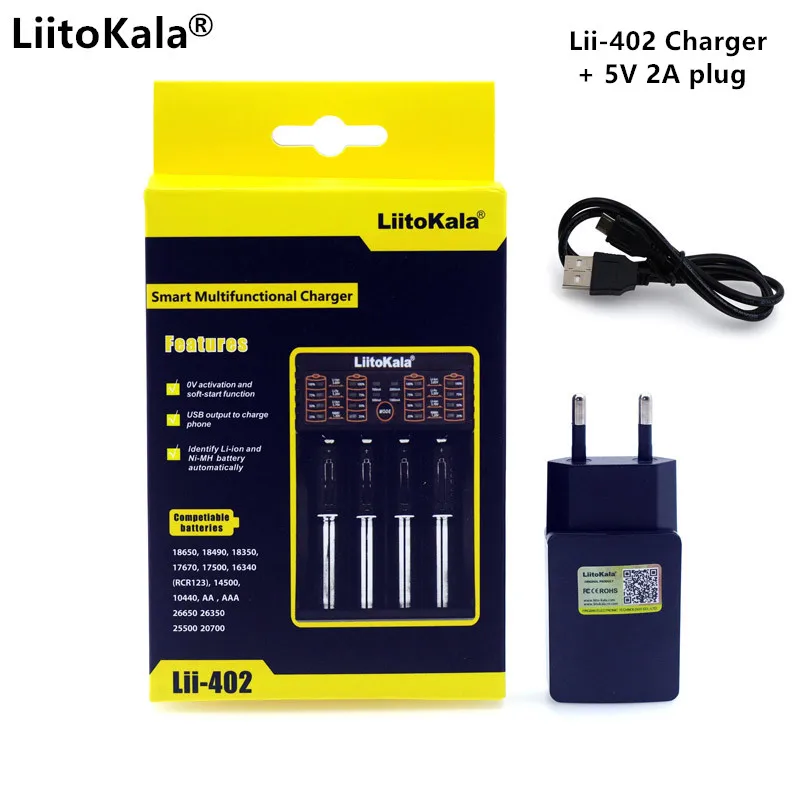 Liitkala Lii-S4 S2 S1 402 202 100 Зарядное устройство 3,7 V 18650 18350 21700 20700B 20700 14500 26650 1,2 V AA, AAA, никель-металл-гидридного Смарт Зарядное устройство+ 5V Plug