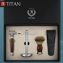 Безопасная бритва Titan с двойным краем, безопасная бритва из нержавеющей стали, Классическая мода, Мужская Ручная бритва