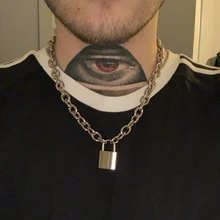 Ручная работа для мужчин женщин цепочка унисекс ожерелье сверхмощный Квадратный замок колье металлический воротник