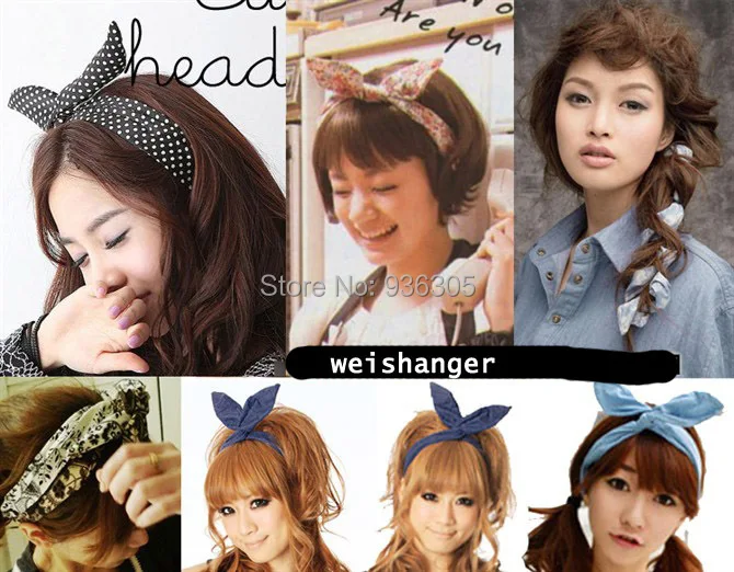 Wholesale! Lovely Dot Rabbit Bunny Ear Ribbon Metal Wire Headband, Hair ...