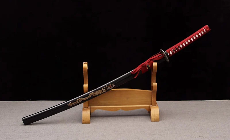 

Japanese Samurai Sword Katana Oil Quenched Damascus Folded Steel Full Tang Blade Very Sharp Battle Ready Can Cut Trees