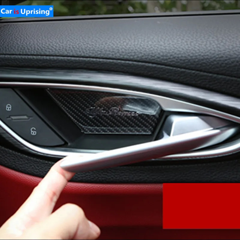 

2017 NEW 4Pcs/set Car-styling carbon fiber Interior Door Bowl Cover Trim For Alfa Romeo Giulia Stelvio car Accessories