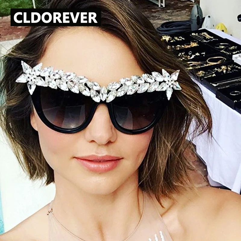 2017 High Quality Rhinestone Sunglasses Women Luxu...