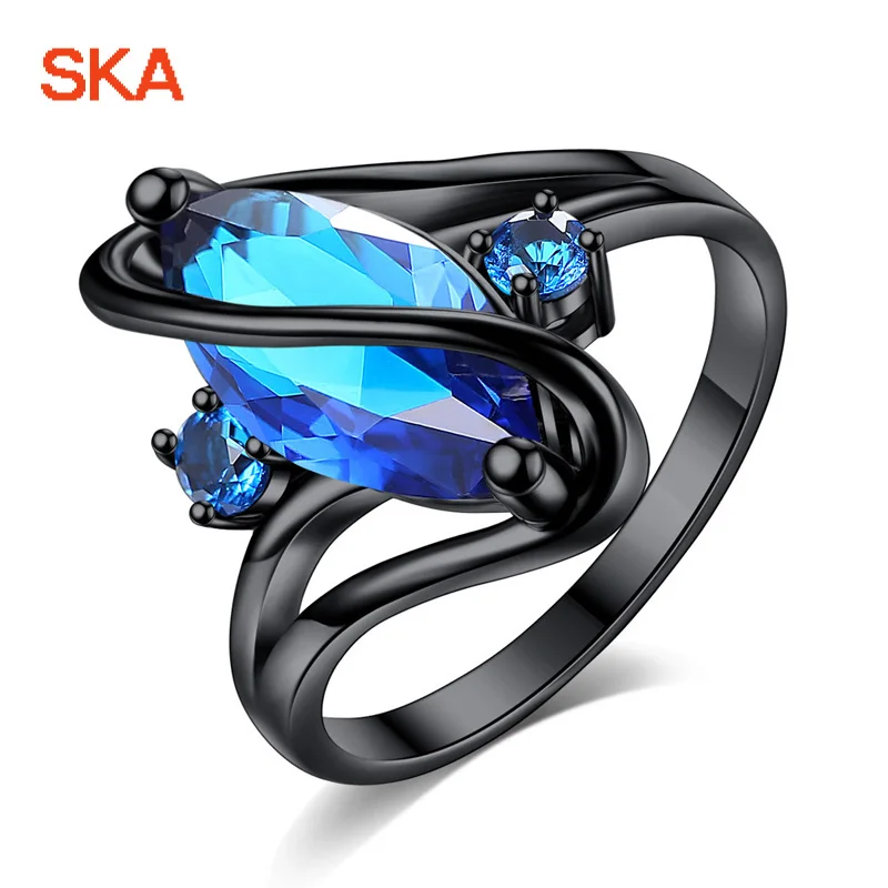SKA Anillos Mujer Black Color Ring Women Jewellery 3 Colors AAA Zircon Personality New Design Wedding Rings For Women R35
