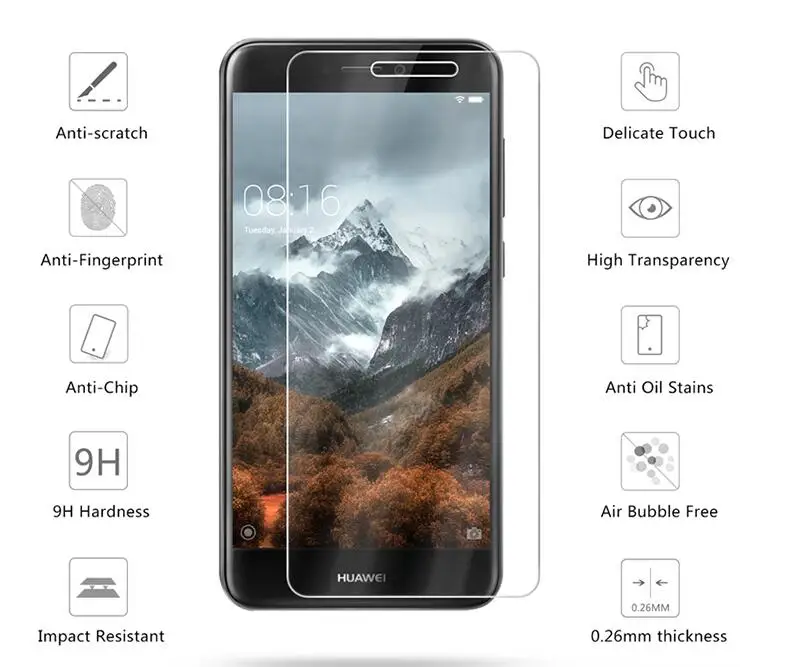 2 упак./лот 2.5D абсолютная новинка! Премиум закаленное Стекло для huawei P8 Lite Экран протектор из закаленного стекла, Защитная пленка для huawei P8 Lite