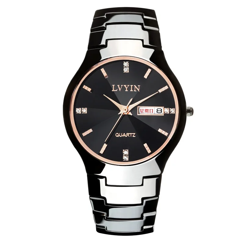 luxury womens watches ceramic black white female clocks lvyin brand woman watches waterproof quartz diamond ladies wristwatch - Цвет: men