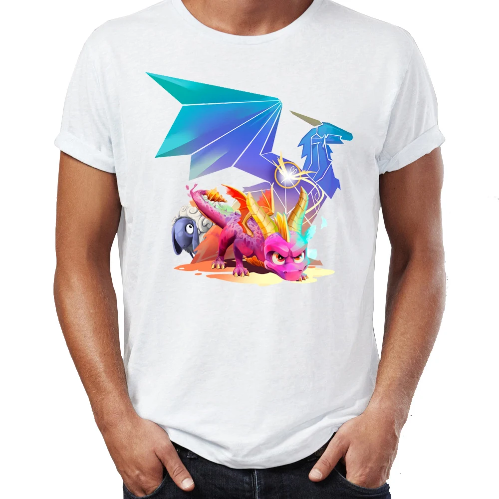 Повседневная мужская футболка с акварельным принтом Spyro детство герой произведение искусства печать футболка унисекс футболки Топы Harajuku уличная - Цвет: 7