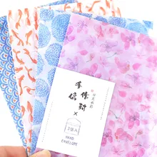 3 Простыни Детские/pack японские акварель конверты Бумага полупрозрачная фото Почтовые открытки Закладки письмо Примечания хранения милые канцелярские