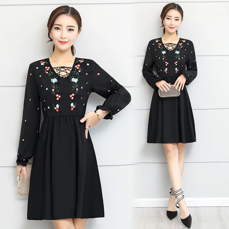 2018 New Women Clothing Spring Fashion Plus Size Flowers Embroidery V ...