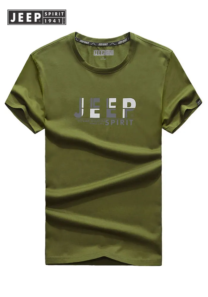 

JEEP Clothes 2019 Summer Tops Tees Mens Cotton TShirts Letter Short Sleeve O Neck T Shirt Brand High Quality White T Shirt