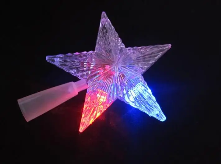 Пентаграмма светодио дный звезда светодиодная Рождественская елка Топпер Фея свет многоцветный вспышка Кнопка батарея питание Рождественская елка украшения рабочие