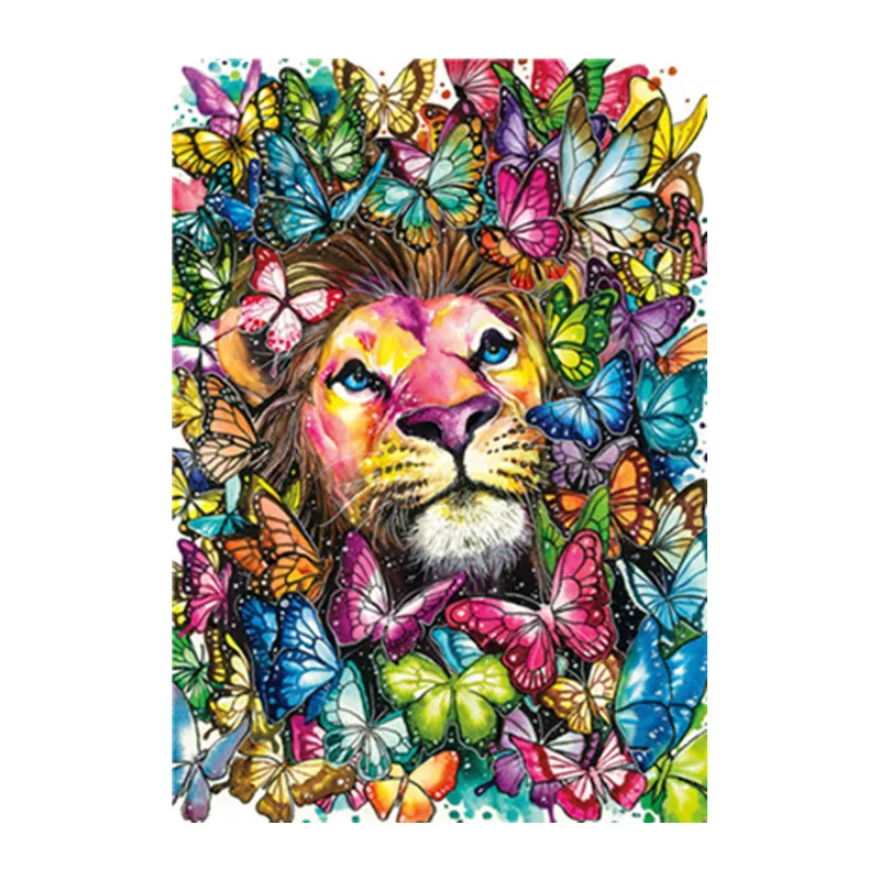 

Diamond Cross Stitch / Full Round Diamond Embroidered Lion Butterfly Mosaic Sticker Home Decor