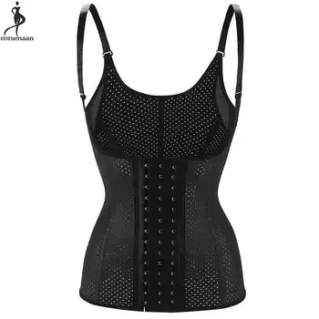 

Mesh Latex Waist Trainer Mesh Breatheable Vest Waist Slimming Bustier Adjustable Shoulder Strap Steel Boned Corset Top Korset