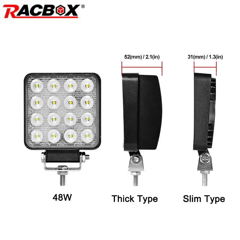 

4.2 inch 48W Offroad LED Work Light Flood Spot Beam Spotlight 12V 24V for Jeep UAZ Car 4WD Boat SUV ATV MPV Truck 4x4 Motorcycle