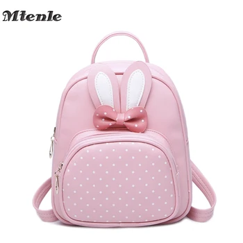 

MTENLE Mini Small Backpacks For Teenage Girls Bunny Cute Backpack Women Leather Polka Dot Bow Back Bag Pink Mochila Feminina FI