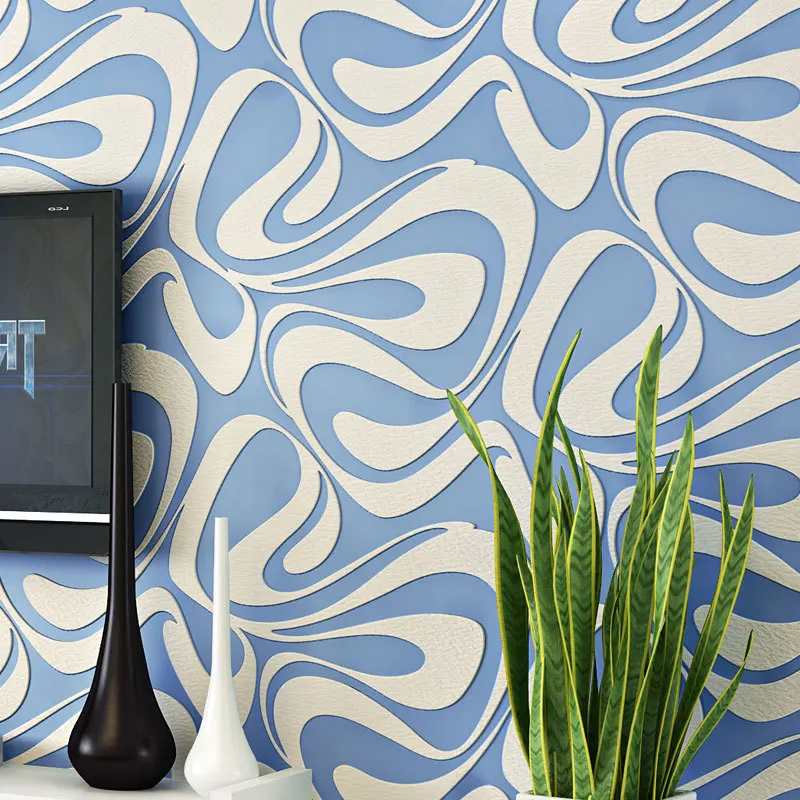 

Hot selling 3D Mural Wallpaper Stereo Relief Wallpaper Modern Wave Flock Wall Paper papel de parede tapete decor for Wall