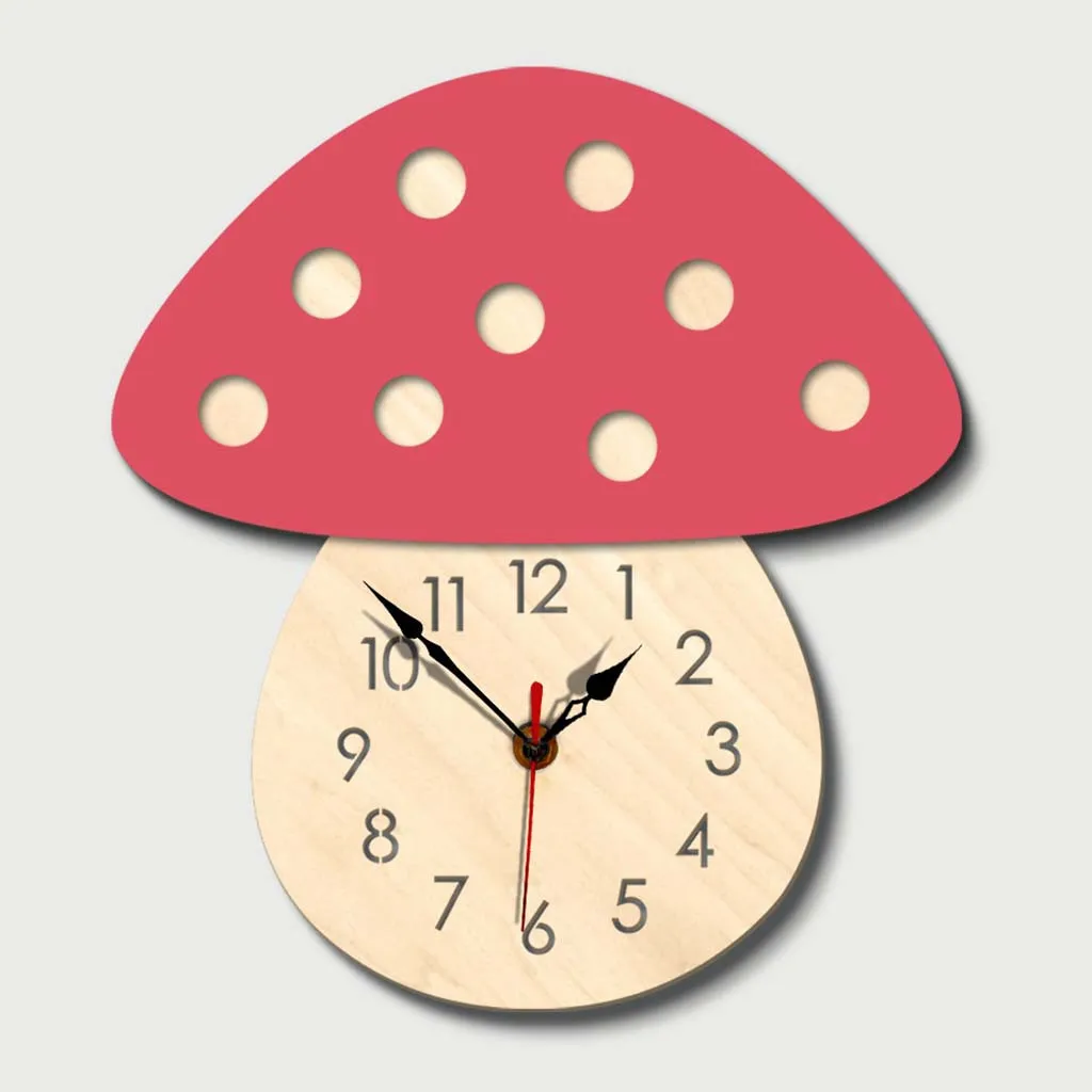 Мультфильм гриб деревянные часы скандинавском стиле Ежик настенные часы с тихим ходом деревянные часы для дома гостиной