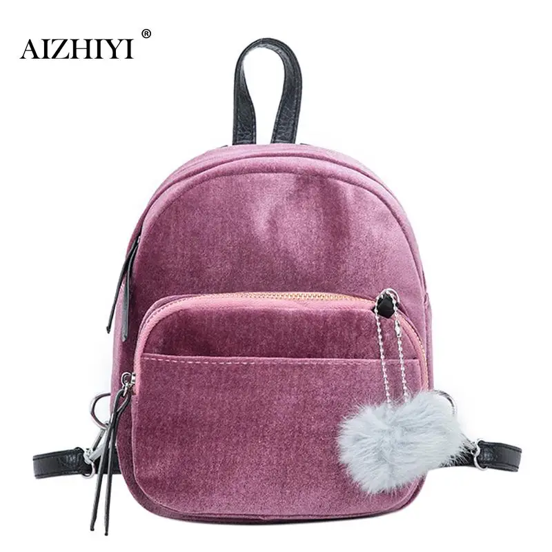 Girl Casual Backpack Small Mini Velvet Backpack Small Women Travel