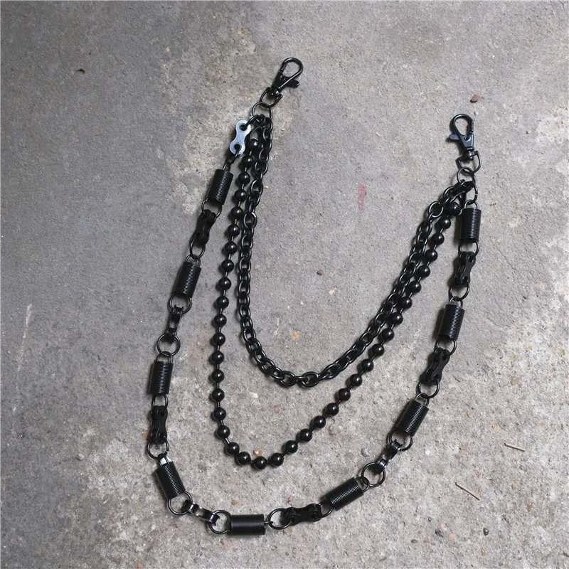 Fashion Punk Hip-hop Trendy Belt Waist Chain 85CM Long Male Pants Round beads Chain Hot Men Jeans Silver Metal Accessories BL08