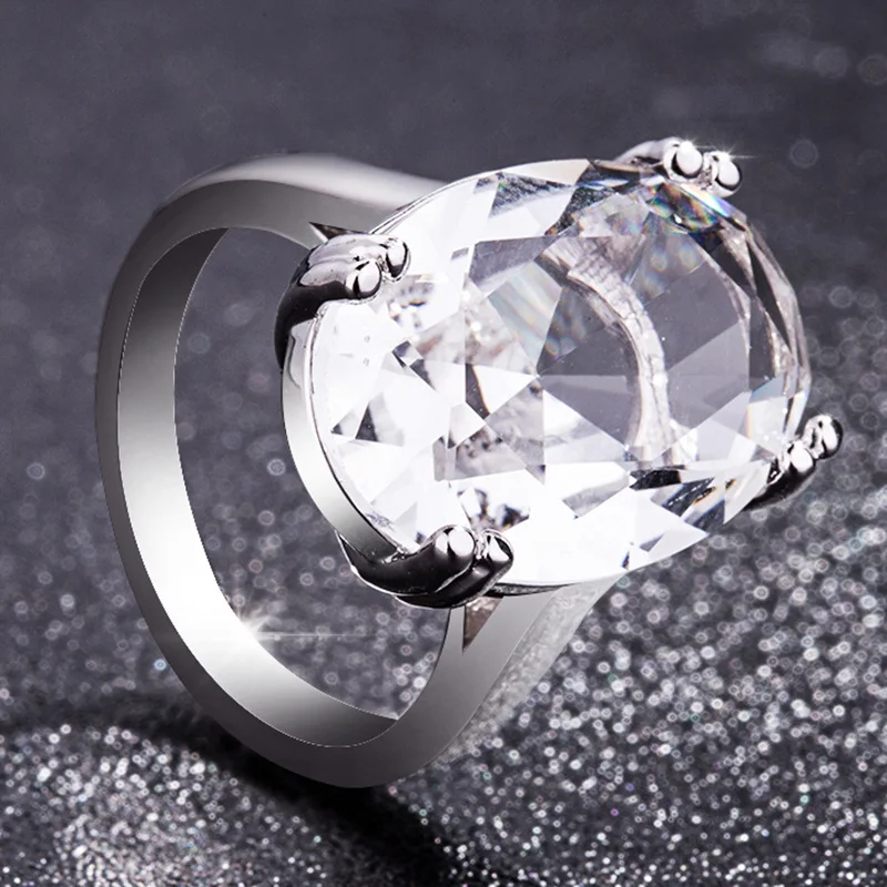2 цвета, 925 Серебряный одиночный овальный камень, кольца для женщин, широкий обручение с CZ обручальное кольцо, романтический подарок, ювелирные изделия для женщин