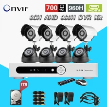 8ch 960h AHD cctv video surveillance security system 8pcs 700tvl outdoor night vision camera dvr kit with 1tb HDD CK-199