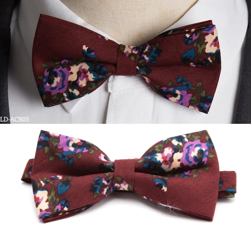 Мужской галстук-бабочка из хлопка с принтом, модные галстуки на шею с розами и цветами для свадебной вечеринки, галстук-бабочка noeud papillon homme mariage, аксессуары для рубашки - Цвет: ACB05