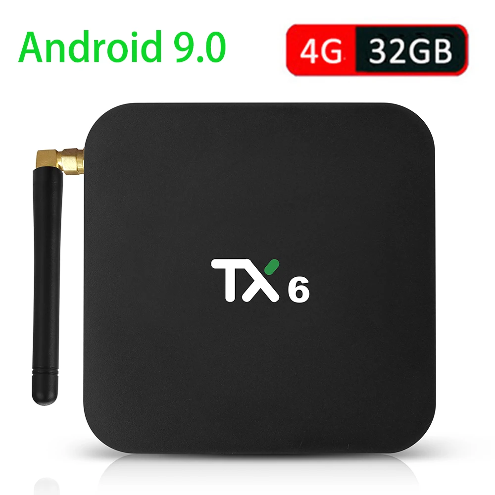 

TX6 TV Box Android 9.0 BT5.0 Dual WiFi Bluetooth 4GB 32GB Quad Core 1080p 4K HDR Allwinner H6 Smart Set Top Box Media Player