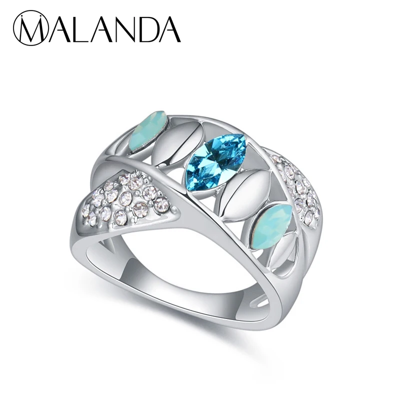 

MALANDA Brand Crystals From Swarovski Party Rings For Women Fashion Gold Color Female Rings For Wedding Jewelry Mother's Gift