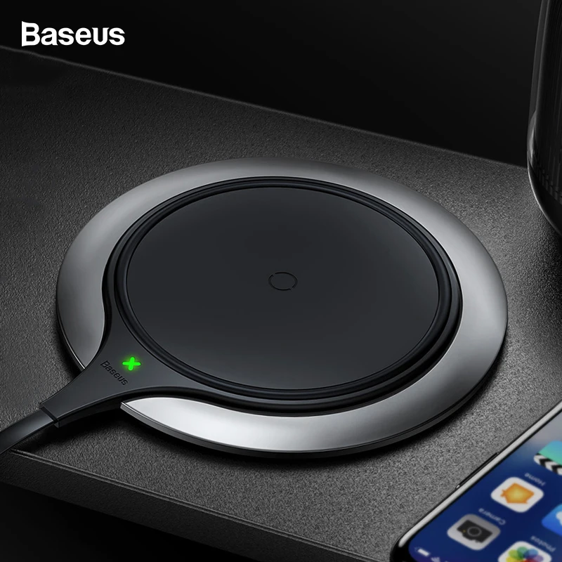 Baseus 10W Qi Wireless Charger For iPhone Xs Max Xr X 8 Metal Age Fast USB Wireless Charging Pad For Samsung Note 8 9 S9 S8 Plus