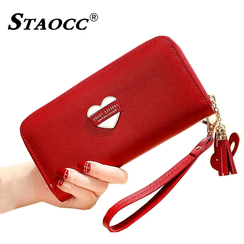 

2019 Luxury Brand Leather Wallets Women Long Zipper Coin Purses love Tassel Design Clutch Wallets Female Money Bag Credit Card