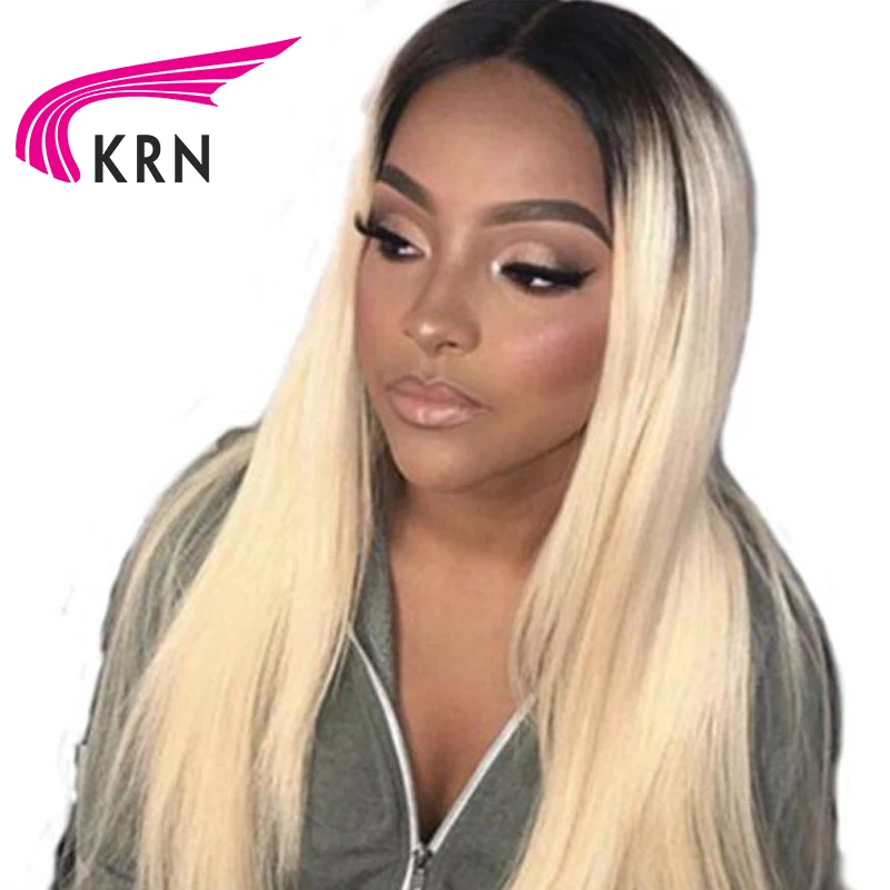 

KRN 1b/613 Ombre Lace Front Human Hair Wigs With Baby Hair 130 Density Brazilian Remy Lace Front Wigs Natural Hairline