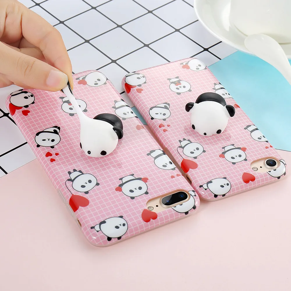 Kisscase для iPhone 6 6S 7 8 Plus Squishy Мобильный Телефонные Чехлы милый кот 3D Разминание чехол