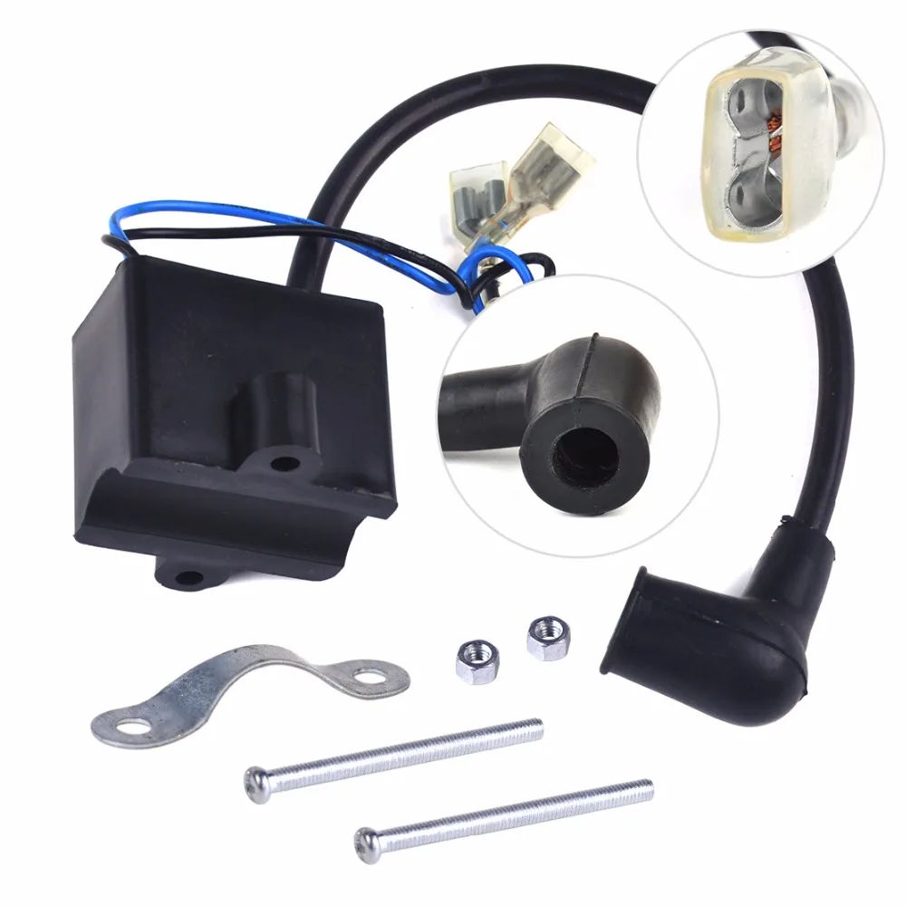 

DWCX Motorcycle Black Ignition Coil Fit for 49cc 50cc 66cc 80cc 2 Stroke Engine Part Motorized Bicycle Bike