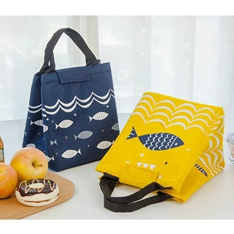 

Cute Cartoon Fish Pattern Home Thermal Insulated Lunch Box Cooler Bag Tote Bento Pouch Lunch Container