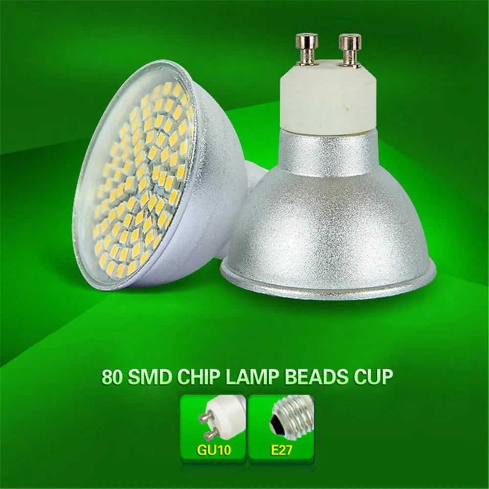 

10PCS Full Watt 6W AC220V GU10/E27 Spotlight LED lamp 2835 SMD Heat-Resistant Glass 80 LEDs Bulb Chandelier For Home Downlight