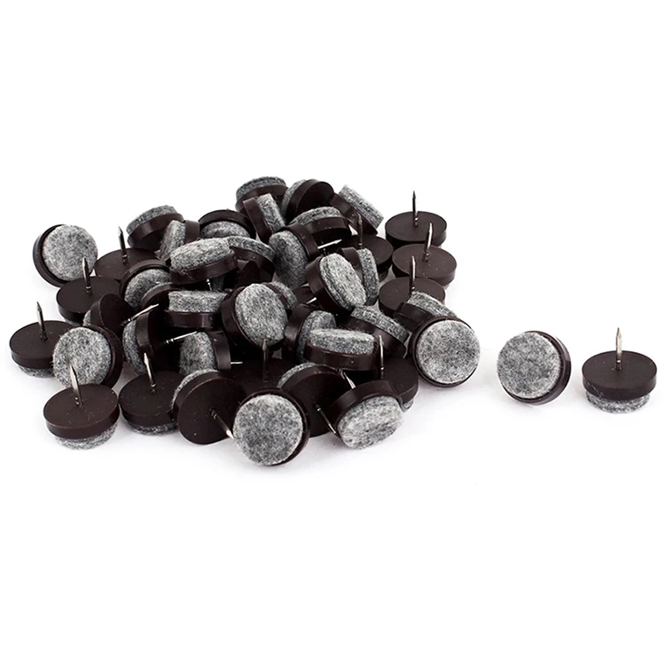 50pcs 20mm Round No-noise Furniture Table Chair Feet Legs Glides Skid Tile Felt Pad Floor Nail Protector AS0028