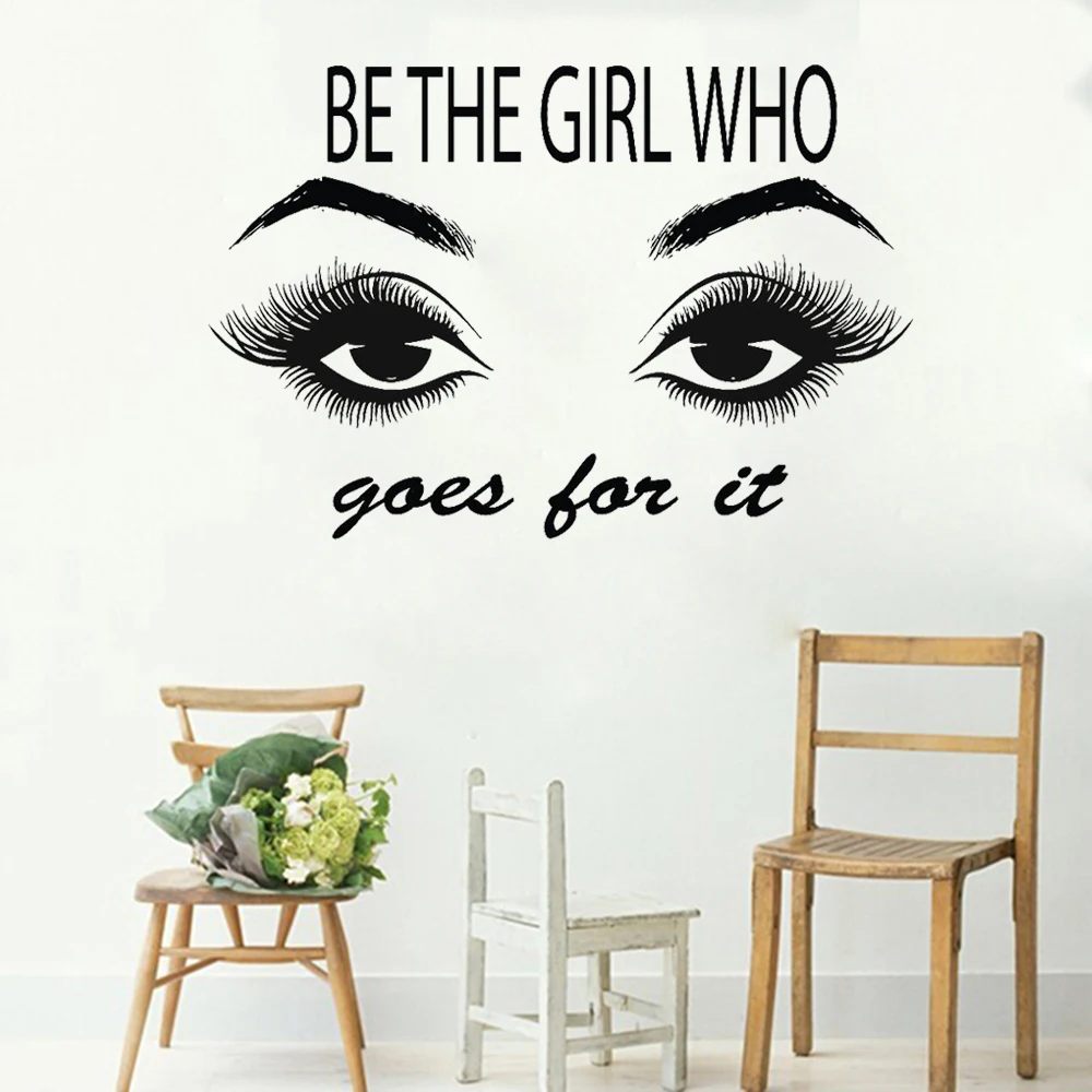 Hot Selling Beauty Salon Quote Wall Stickers Eye Eyelashes Lashes Vinyl Removable Beautiful Brows Decals Home Decor Mural LC359 | Дом и сад