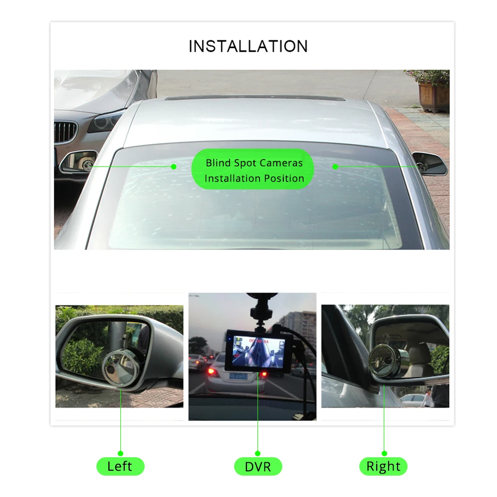 VSYS 3CH автомобиля регистраторы DVR Системы 1080P фронтальная Камера и вид сбоку слепое