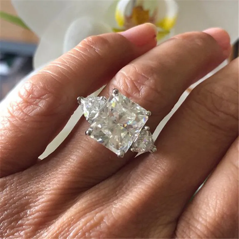 Уникальный дизайн кольцо квадратное 3ct AAAAA Cz камень 925 пробы Серебряные вечерние Обручальные кольца для мужчин и женщин ювелирные изделия на палец Лучший подарок