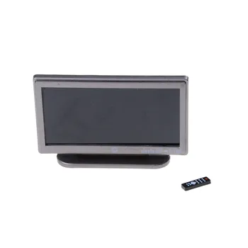 

1set TV + remote control Pretend Play Miniature Wide Screen Television Flat-Panel LCD TV Remote Gray Classic Dollhouse Toys