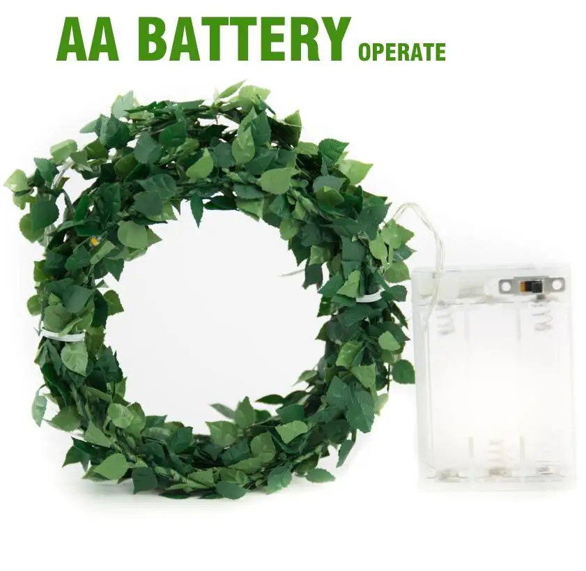 2 м, 5 м, 10 м, уличный светодиодный шпагат в виде листьев, сказочные гирлянды с батареей для украшения свадебных праздников, праздников, мероприятий - Испускаемый цвет: Battery Operate