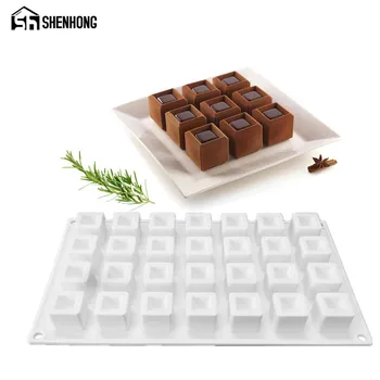 

SHENHONG 28 Holes Groove Cube Silicone Cake Mold For Baking Chocolates Mould Pastry Decoration Dessert Mousse Pan Moule Tools