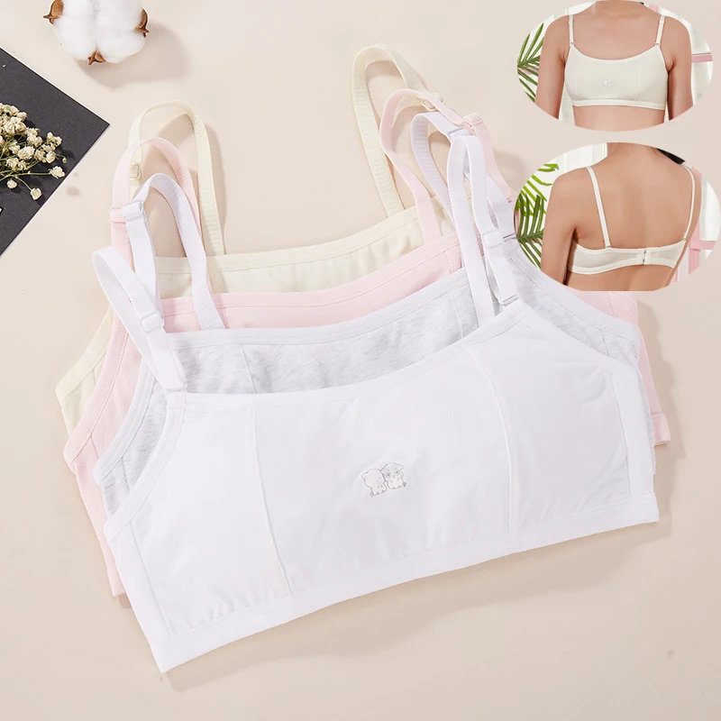 

Puberty Girls Kids Cotton Training Bra Adjustable Shoulder Strap For 10-14Yrs