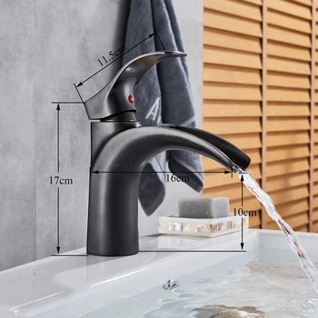 

Modern Style Solid Brass Bathroom Basin Faucet Black Bronze Vanity Sink Mixer Tap Deck Mounted Hot and Cold Water