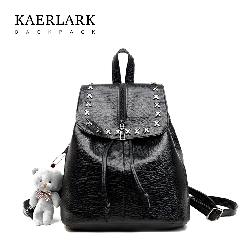 KAERLARK Brand New Fashion Women Backpack PU Leather School Girls Female Knapsack Bags For ...
