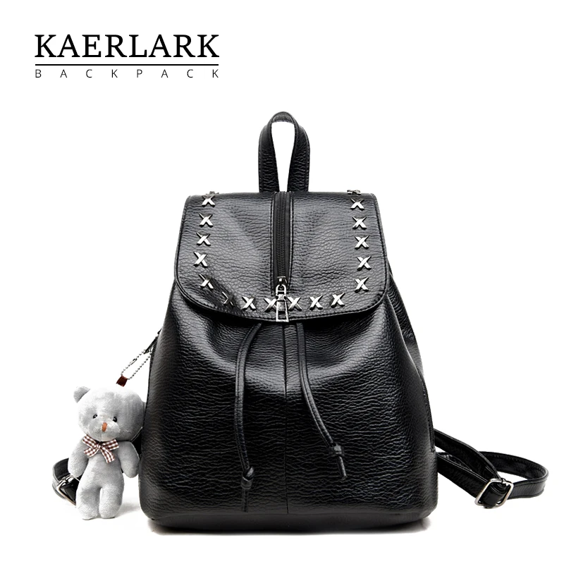 KAERLARK Brand New Fashion Women Backpack PU Leather School Girls
