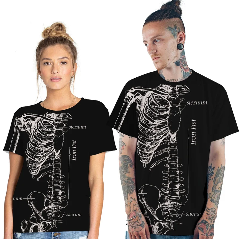 

RUNNING CHICK Halloween skeleton 3d digital printing summer T-shirt wholesale