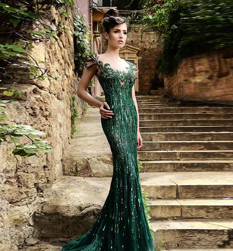 dark green beaded dress